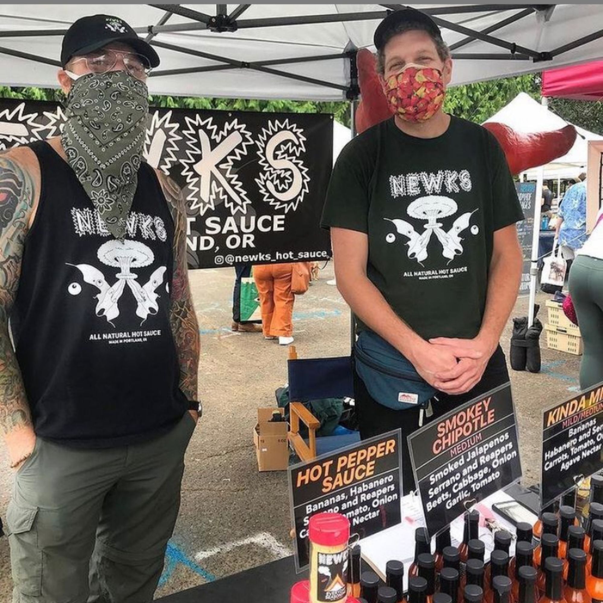 newks hot sauce jake at farmers market in portland