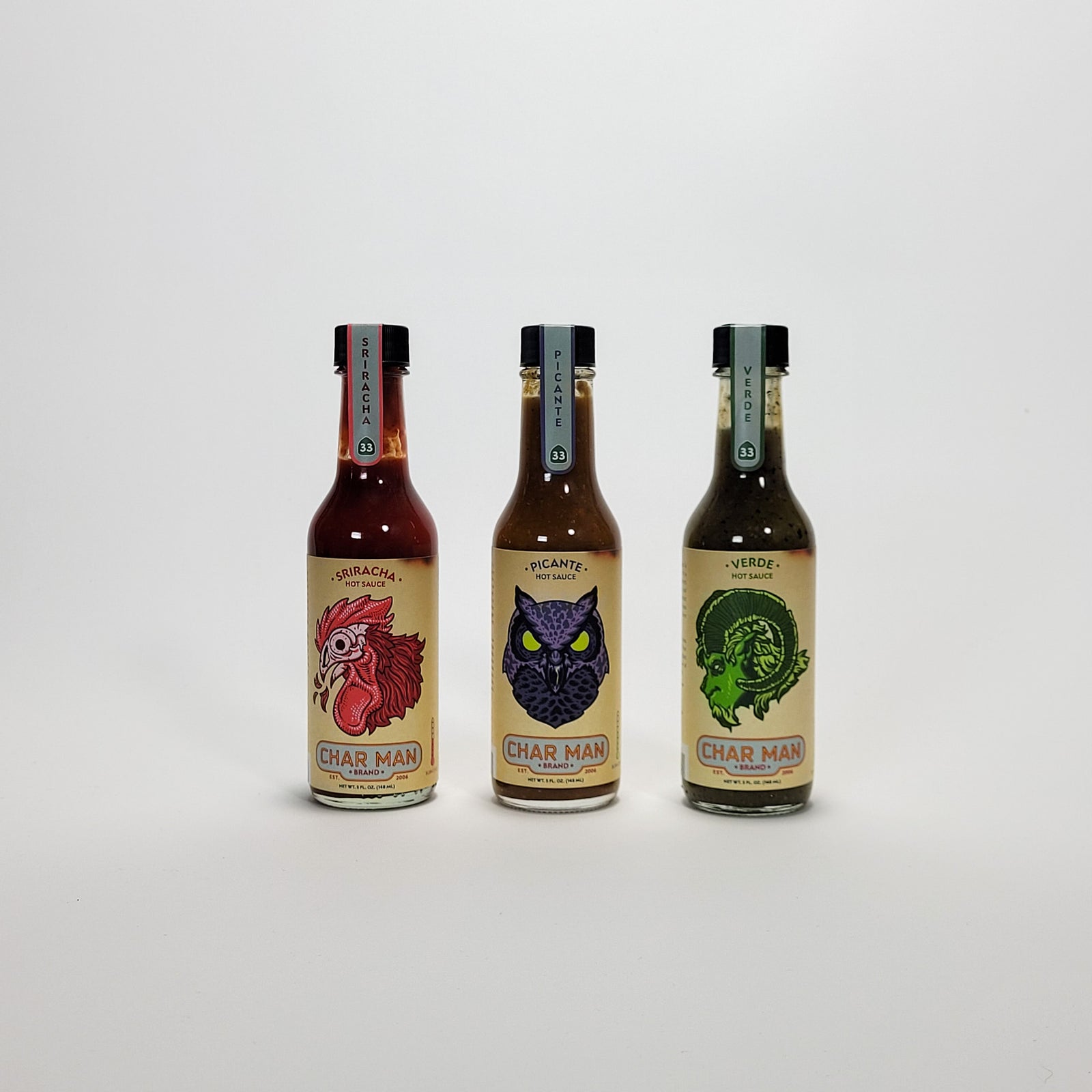 Char Man Brand hot sauce collection