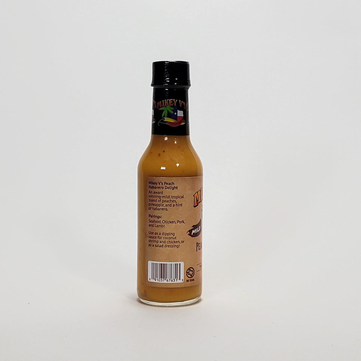 Mikey V&#39;s Peach Habanero Delight mild hot sauce back